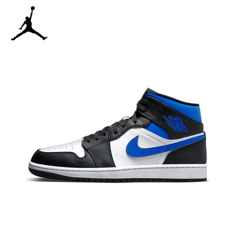 Original Air Jordan 1 Mid gold and black Retro Classic Basketball Sneakers Shoes