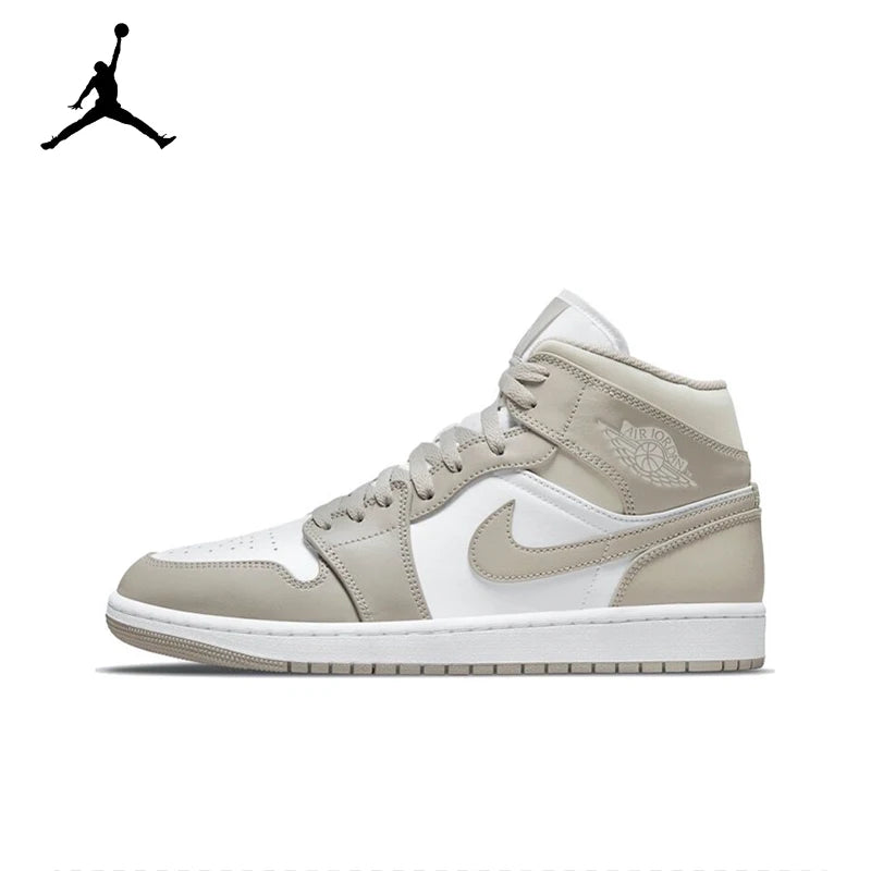 Original Air Jordan 1 Mid gold and black Retro Classic Basketball Sneakers Shoes