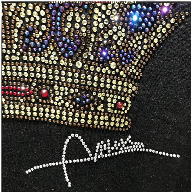 Designer Rhinestone blue crown T-shirt men casual men's gifts T-shirt top tees 2024 man fashion