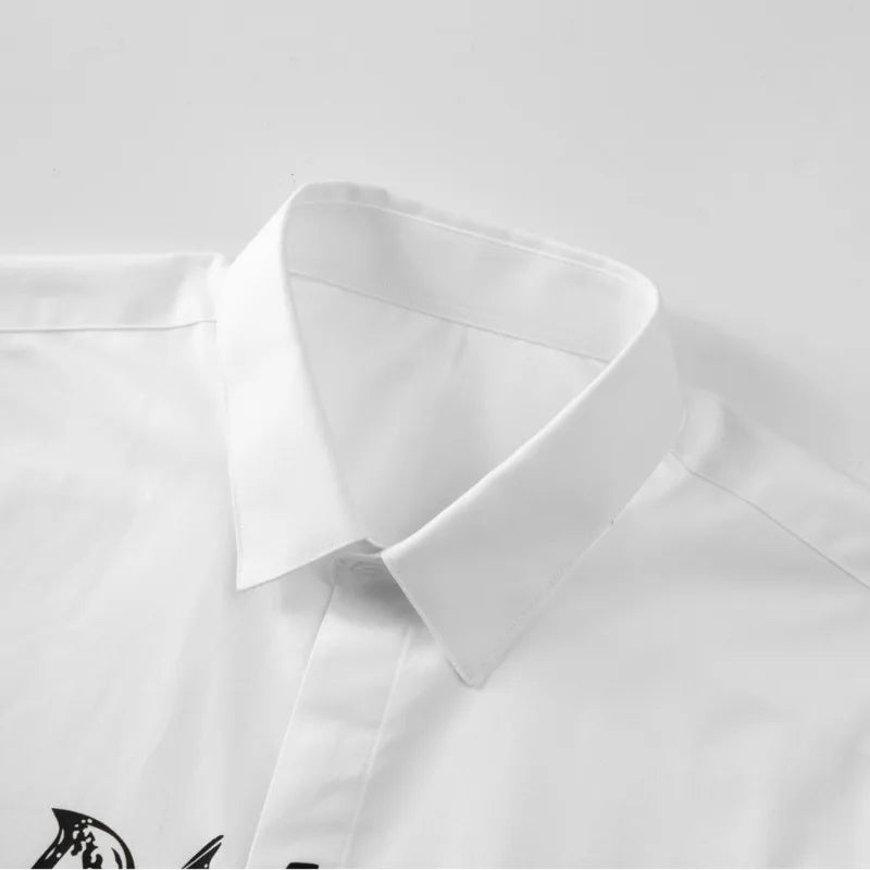 2024 New Letter Printing Men's Slim Fit Fashion Shirt Cotton Top European and American Elements Men's Wear