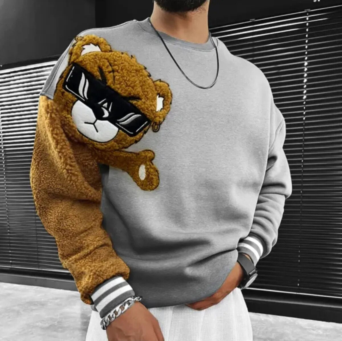 Men's Sweatshirt Pullover Crew Neck Bear Prints Print Daily Sports Holiday 3D Print Basic Streetwear Spring Hoodie Sweatshirts