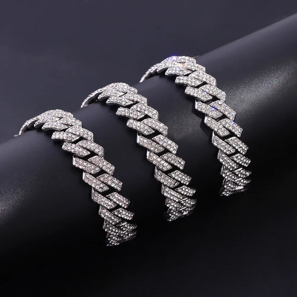 14MM Prong Cuban Link Chain Hiphop Dollar Sign Pendant Necklace For Men Women Iced Out AAA 2 Row Cuban Chain Necklaces Jewelry
