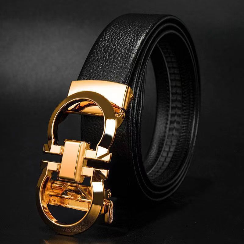 Luxury Brand Leather Men Belt High Quality Metal Automatic Buckle Waist Strap Casual Business Male Waistband Designer