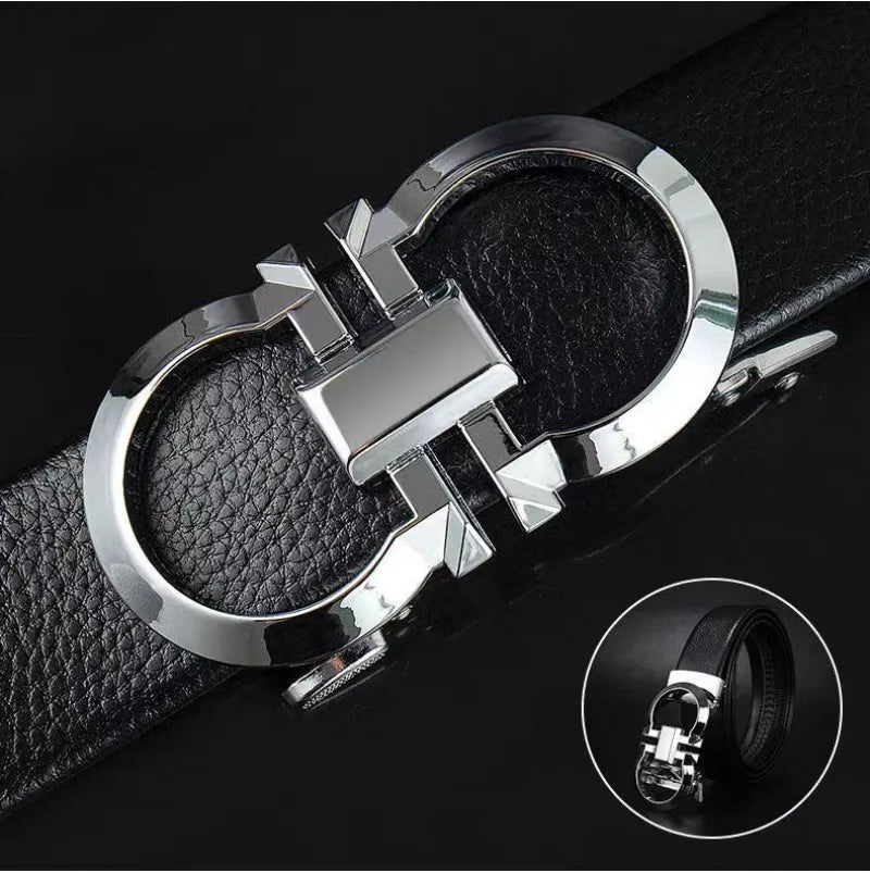 Luxury Brand Leather Men Belt High Quality Metal Automatic Buckle Waist Strap Casual Business Male Waistband Designer