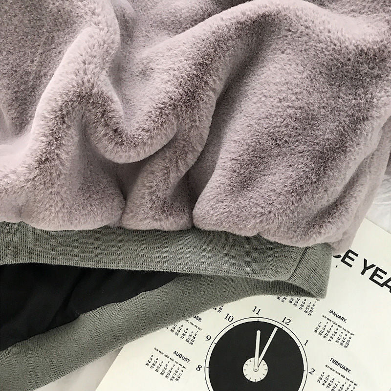 Winter Fashion Sweet And Velvet Warm Women's Hoodies Harajuku Korean Loose Casual Wool Flannel Pullover Sweatshirt