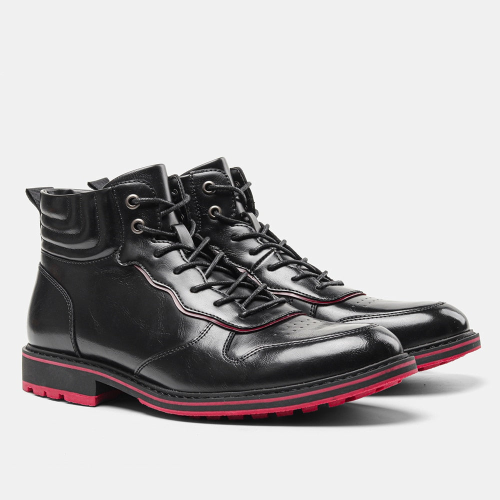 Red bottom Boots For Men Fashion Patent leather Men Ankle Boots