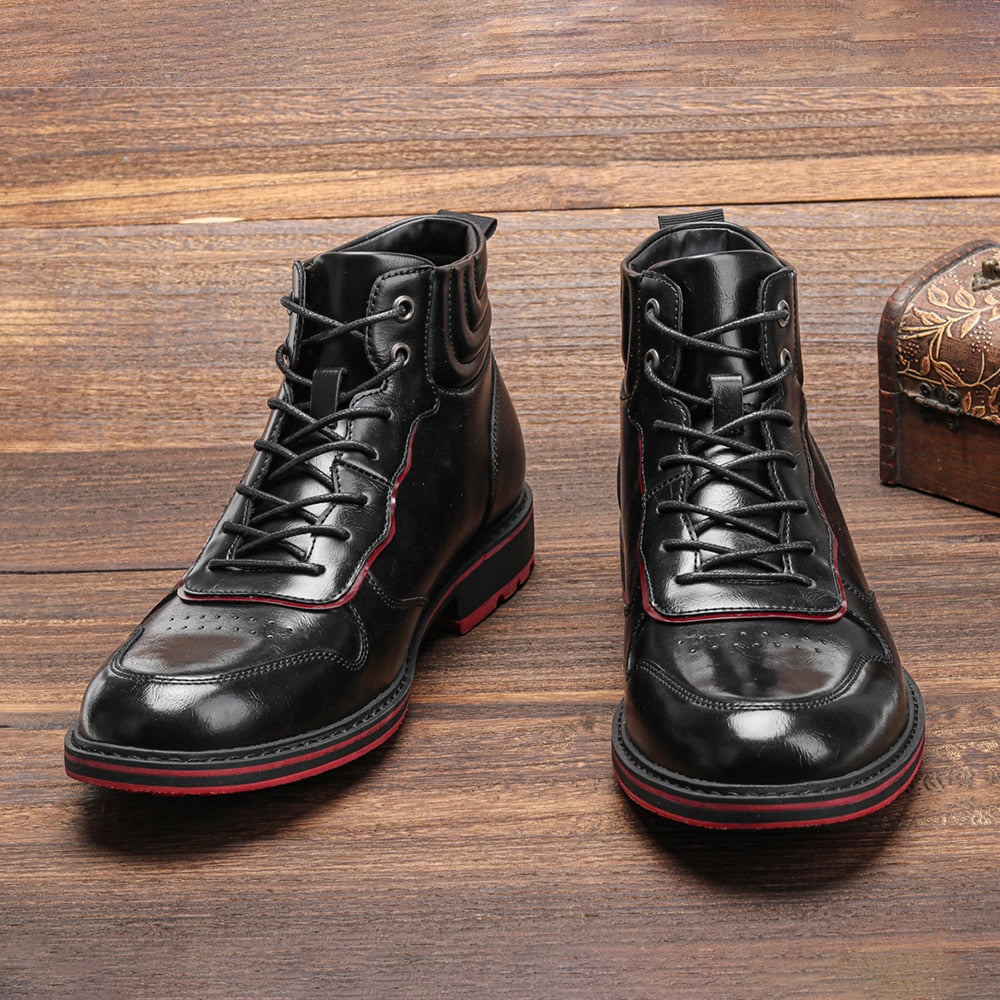 Red bottom Boots For Men Fashion Patent leather Men Ankle Boots