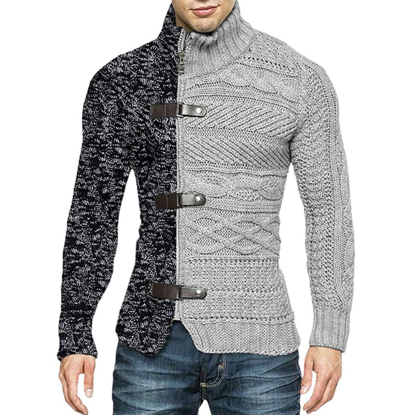 Men's Sweaters Stretchy Stylish Acrylic Fiber Loose Sweater Coat Causal-Solid Color Slim Fit Turtleneck Pullovers Sweater