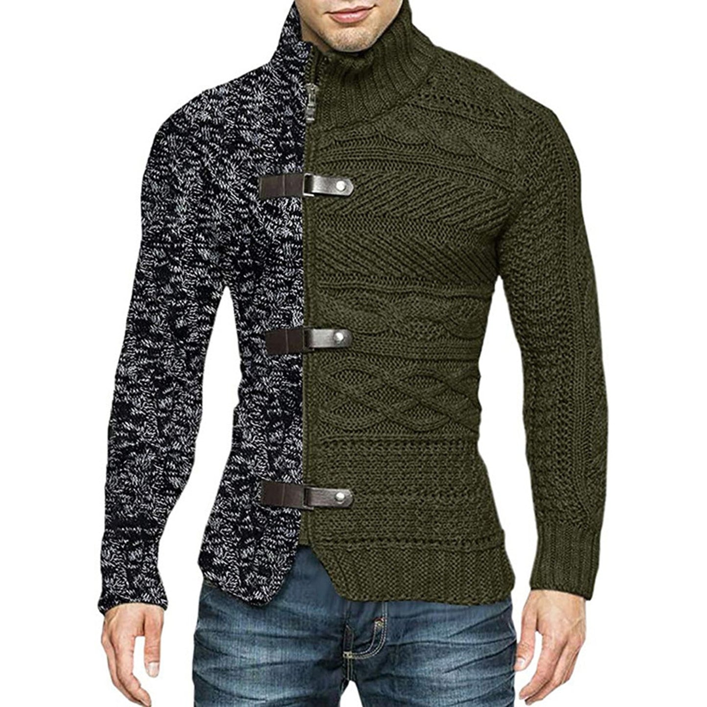 Men's Sweaters Stretchy Stylish Acrylic Fiber Loose Sweater Coat Causal-Solid Color Slim Fit Turtleneck Pullovers Sweater
