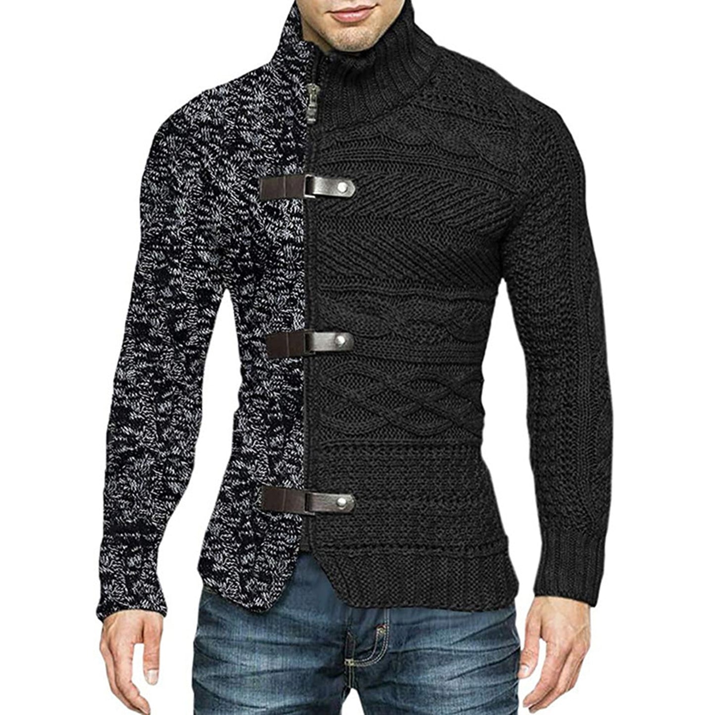 Men's Sweaters Stretchy Stylish Acrylic Fiber Loose Sweater Coat Causal-Solid Color Slim Fit Turtleneck Pullovers Sweater
