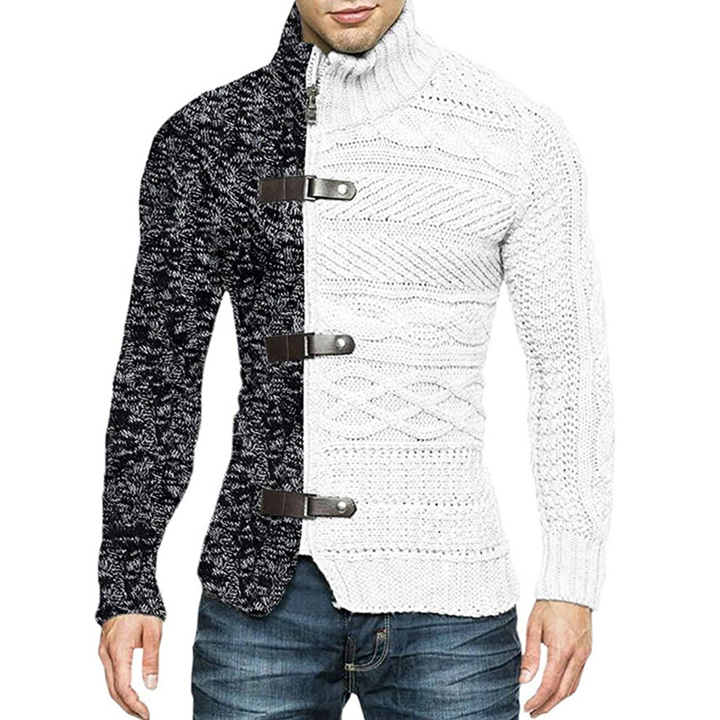 Men's Sweaters Stretchy Stylish Acrylic Fiber Loose Sweater Coat Causal-Solid Color Slim Fit Turtleneck Pullovers Sweater