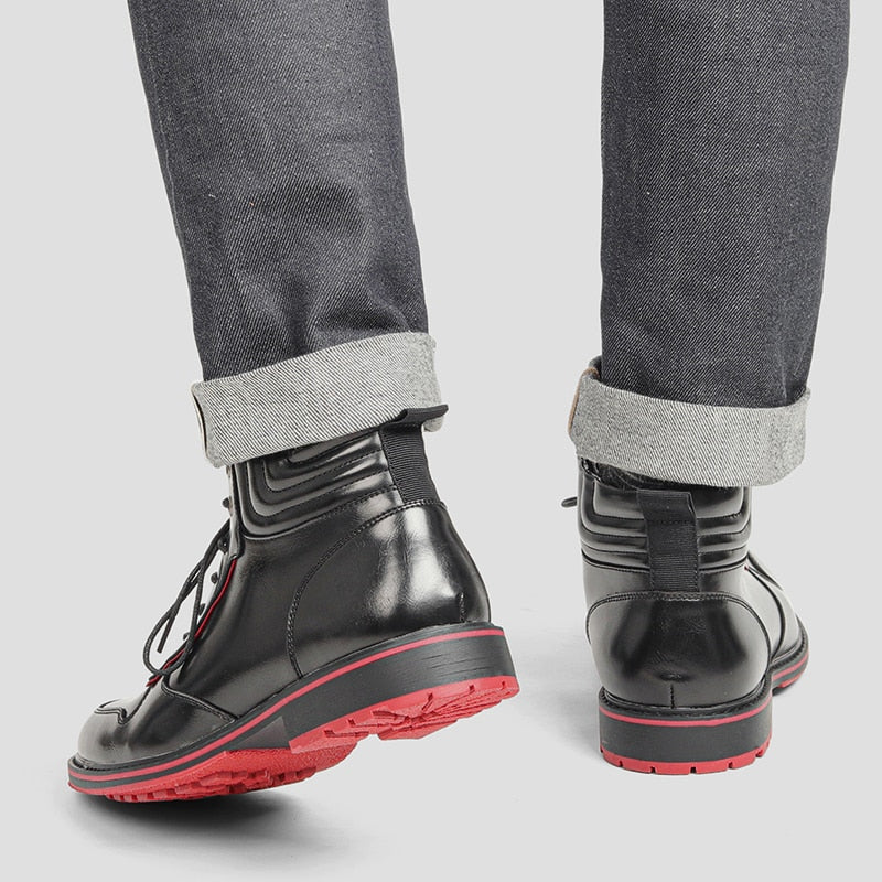 Red bottom Boots For Men Fashion Patent leather Men Ankle Boots