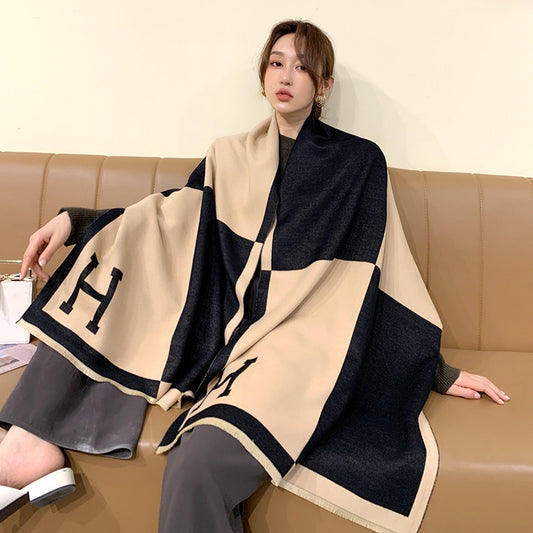 Luxury Scarf Cashmere Pashmina 2023 Winter Fashion Shawls and Wraps Female Bufanda Brand Print Thick Warm Scarves