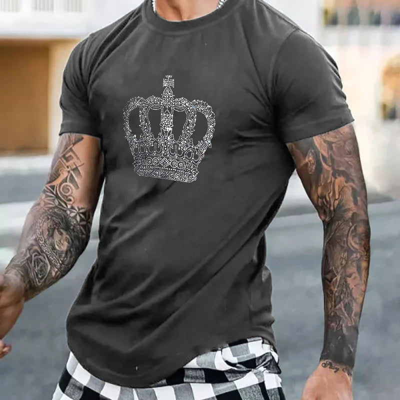 High Quality Crown Tee Noble Rhinestone Designer T-shirt New