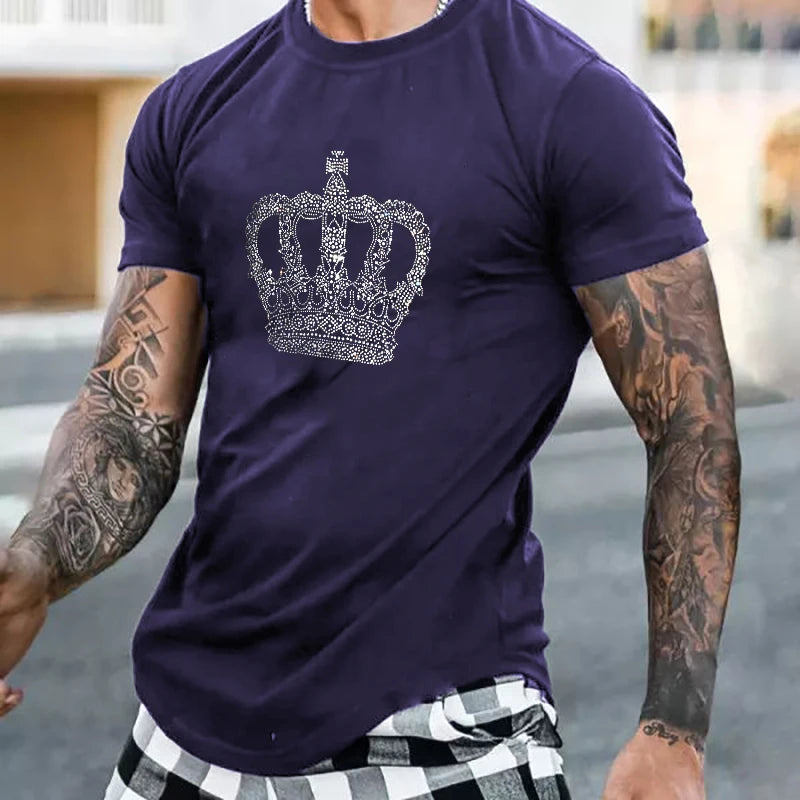 High Quality Crown Tee Noble Rhinestone Designer T-shirt New