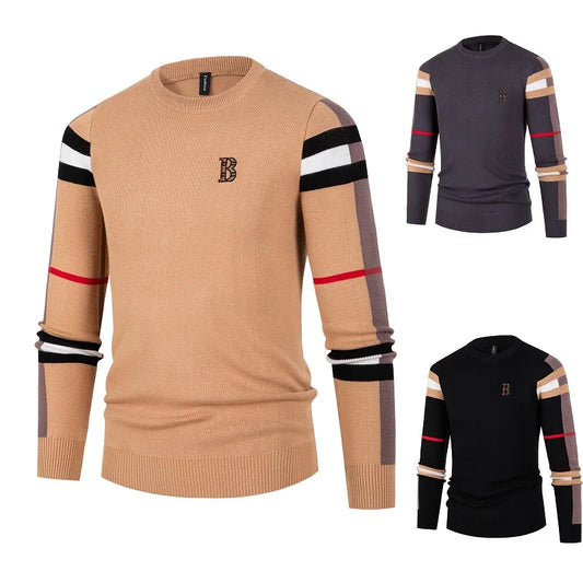 2023 Fall Winter New Knitwear Men Classic Casual Stripe Plaid Pullovers MensHigh End Designer Business Brand Soft Warm Sweaters