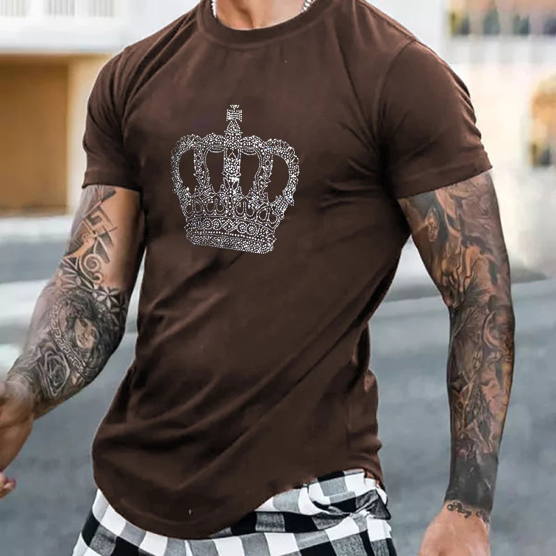 High Quality Crown Tee Noble Rhinestone Designer T-shirt New