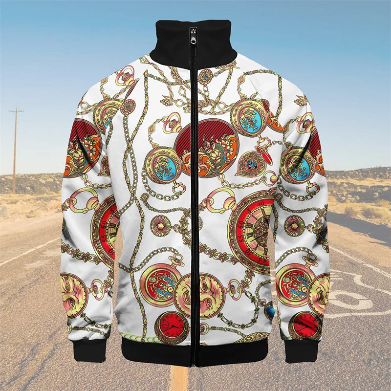 Gold Chain 3D Print Man Female Outwear Pullover Flight Pilot Thick Bomber Jacket Streetwear Zipper Coat Baseball Jacket Clothes