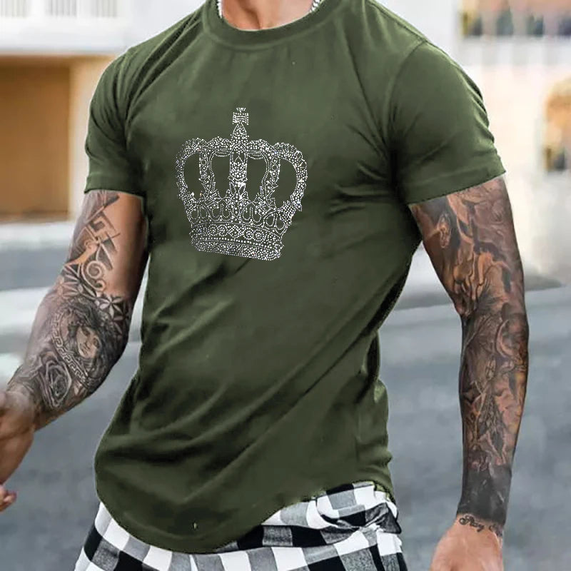 High Quality Crown Tee Noble Rhinestone Designer T-shirt New