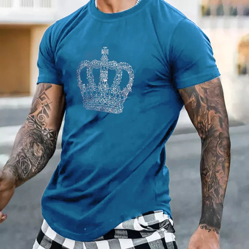 High Quality Crown Tee Noble Rhinestone Designer T-shirt New