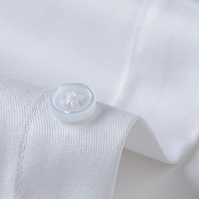 5XL High Quality Pure White Formal Dress Men's Long Sleeve Shirt Silk Smooth Spring and Autumn New Style No Iron Business Casual