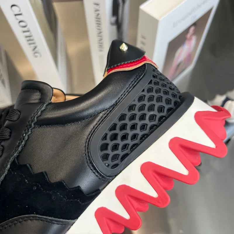 Designer Men's Sneakers Luxury Authentic Cowhide Red Sole Thick Running Shoes Unisex Basketball Shoes Shark Bottom Joggers