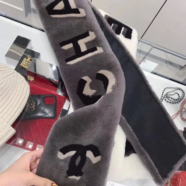 Fashion Designer Scarves High Quality Warm Wool Scarf Color Matching Fur Scarf