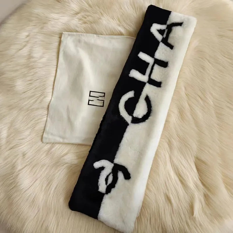 Fashion Designer Scarves High Quality Warm Wool Scarf Color Matching Fur Scarf
